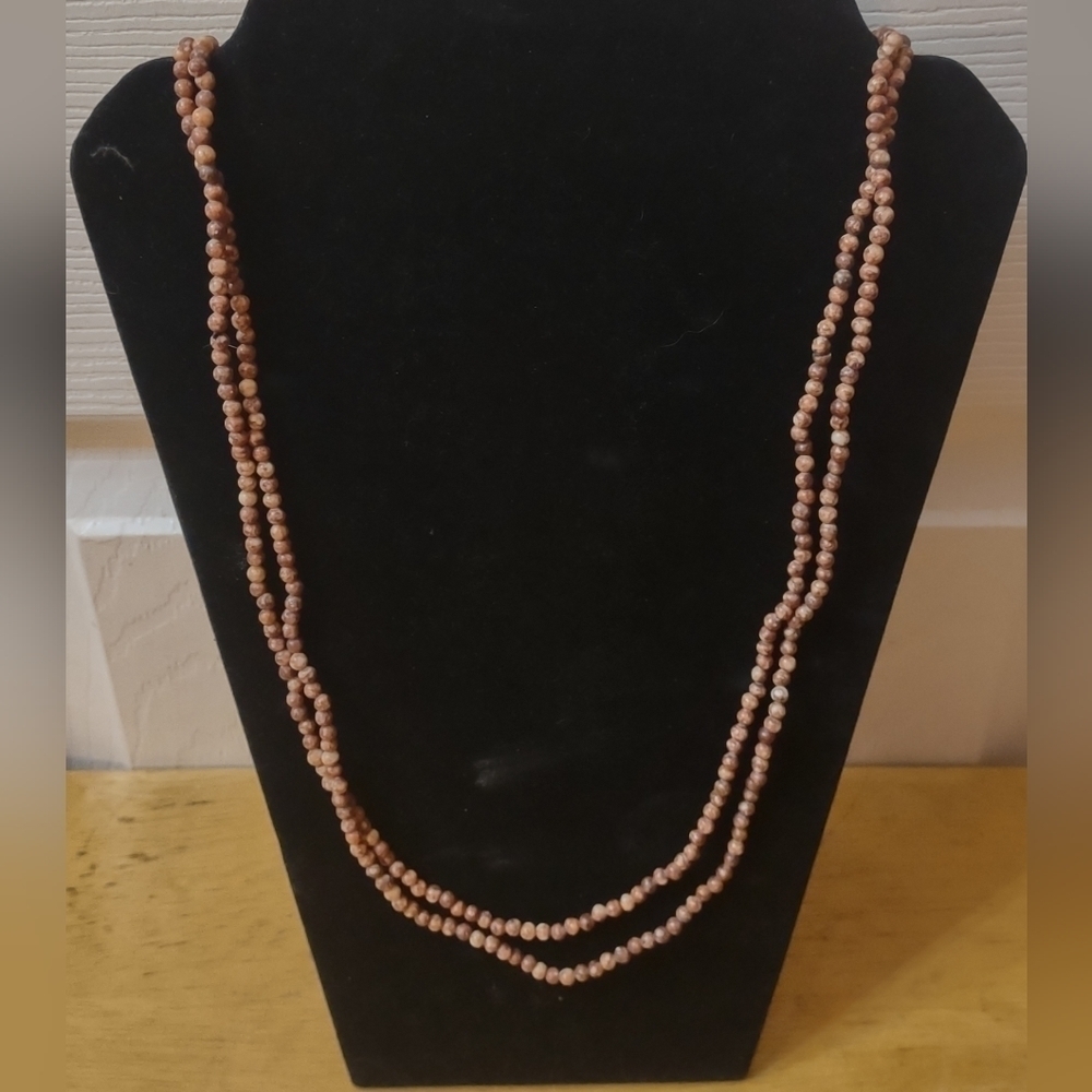 Lot of 2 brown 17 inch beaded necklaces
